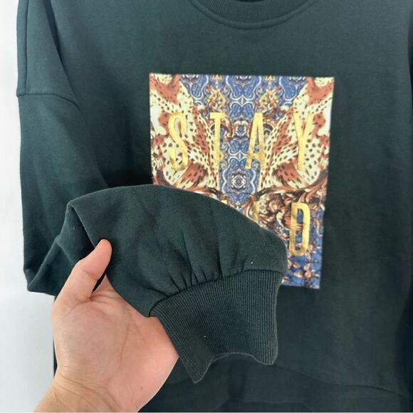 Betsey Johnson Performance Stay Wild Forest Green Fleece Sweater - Picture 3 of 7